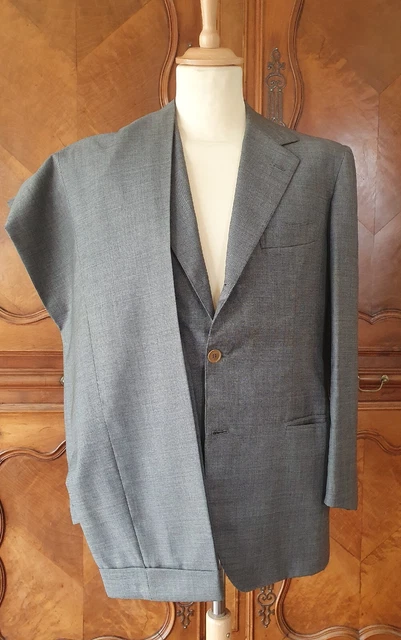 Costume Sur Mesure Sartoria Troilo & Parente - Taille 38S/48C, Gris été Laine, Occasion