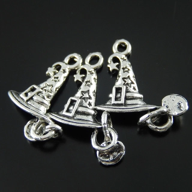 30 stk Antiqued Silber Metall Halloween Hut Charms Dangles Anhänger 23x15x3mm