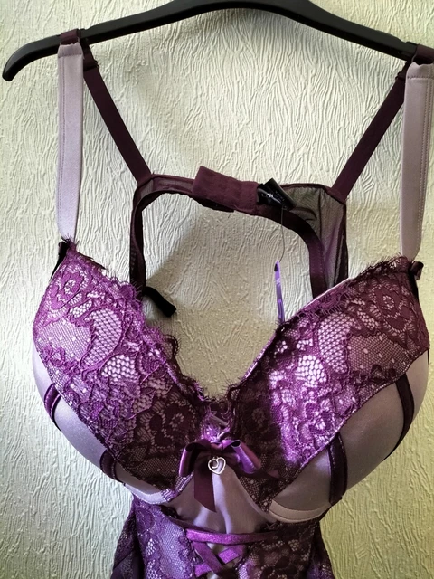 Set di camicia ritagliata Lovehoney taglie forti taglia 18-20 Boudoir Belle prugna