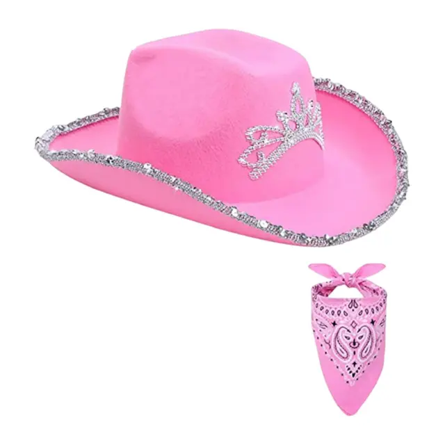 Western Cowboy Cowgirl Hat Sequin Props Party Favors Holiday Fancy Dress Neat