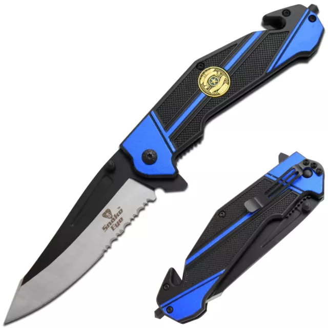 9" First Responder's Tactical Police Rescue Spring Assist Open Pocket Knife