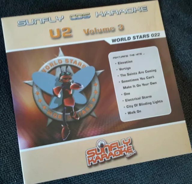 Karaoke cdg disc, SFWS022 Sunfly World Stars, U2, Vol 3,see Descript,14 trks,NEW