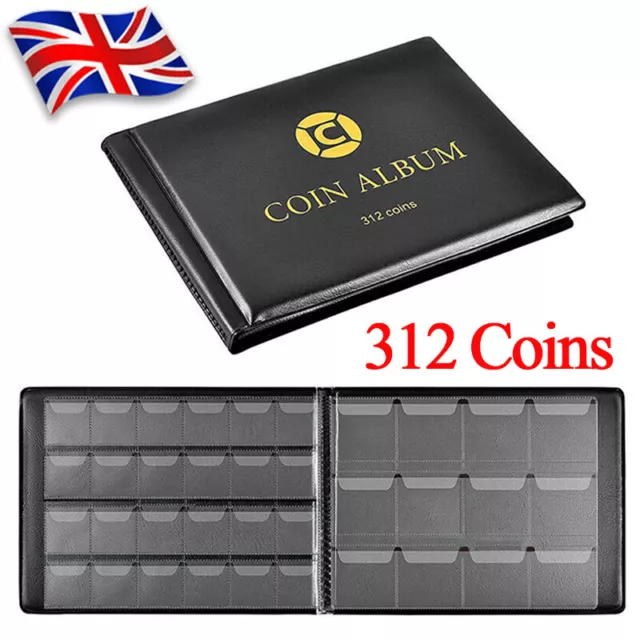 312 Coin Album Book Coins Folder 50P Storage Collection Holder Money Penny Q