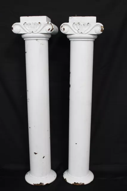 Pair of 2 Wood Columns Architectural Salvage Vintage