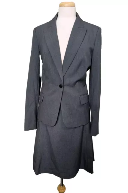 CALVIN KLEIN Women 2PC Career Gray A Lined  Skirt Suit 12