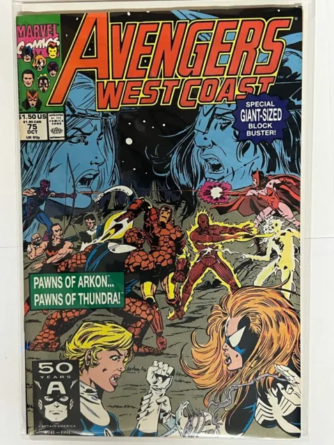 Avengers West Coast #75 Oct 1991, Marvel) Arkon, Thundra, Fantastic Four | Combi