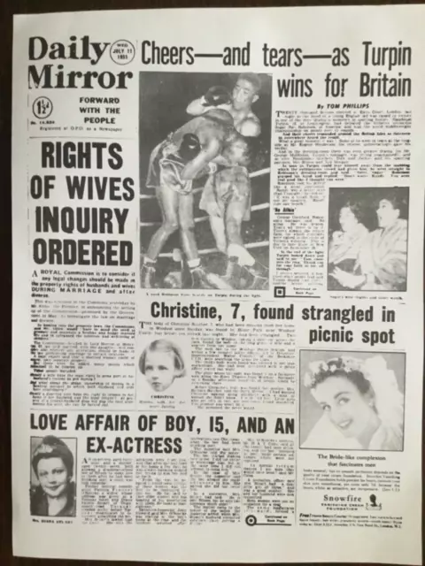 Newspaper/Poster 11Th July 1951 Turpin Defeats “Invisible” Sugar Ray Robinson