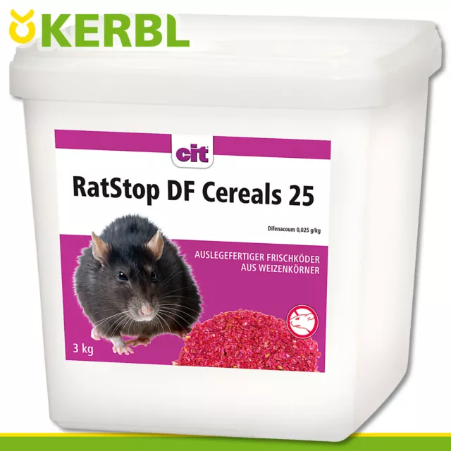 CIT KERBL 3 KG Ratstop Df Cereals 25 Poison Raticide Poison Blé