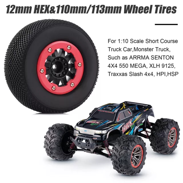 110mm RC Car Rubber Tires Wheel for 1/10 Truck ARRMA SENTON XLH 9125 Traxxas 3