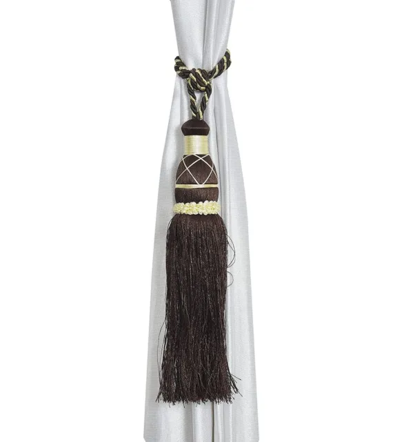 Beautiful Polyester Tassel Rope Curtain Tieback color Brown Lace set of 2 Pcs
