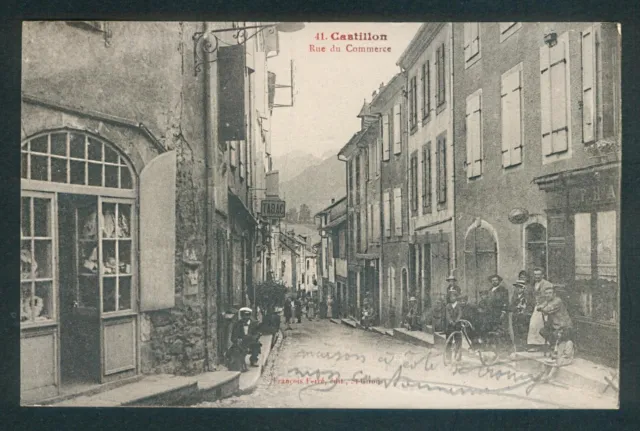Cpa - Castillon (Ariège) - Rue du Commerce - St Girons - 1915 - Larrazet (47) -