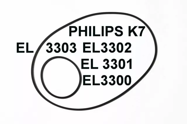 Set Of Belts Philips K7 El3302 El3303 Extra Strong Cassette Plate El 3302 3303