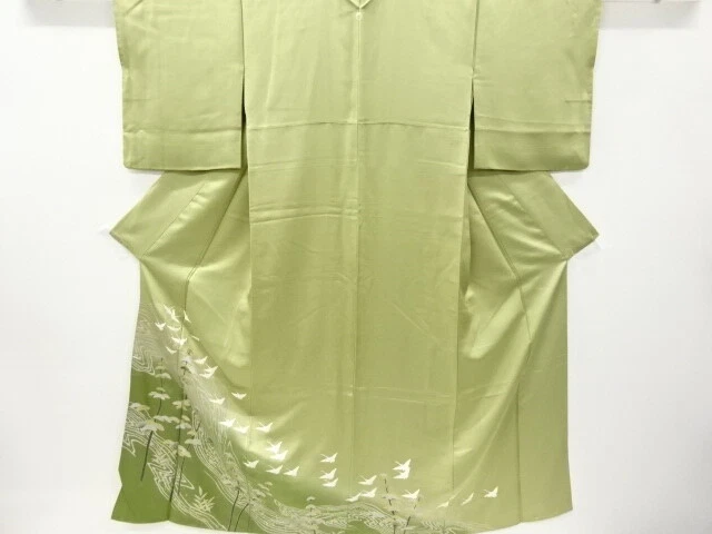 6166204: Japanese Kimono / Vintage Iro-Tomesode / Pine & Cranes