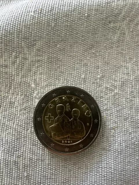 Lotto Moneta 2 Euro Commemorativi Italia Covid 2021 FDC Rotolino Rara Euro Coin