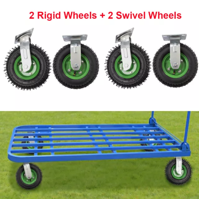Inflatable Wheels Air Tire Wheel 2 Rigid+2 Swivel Black HD Farm Cart Caster