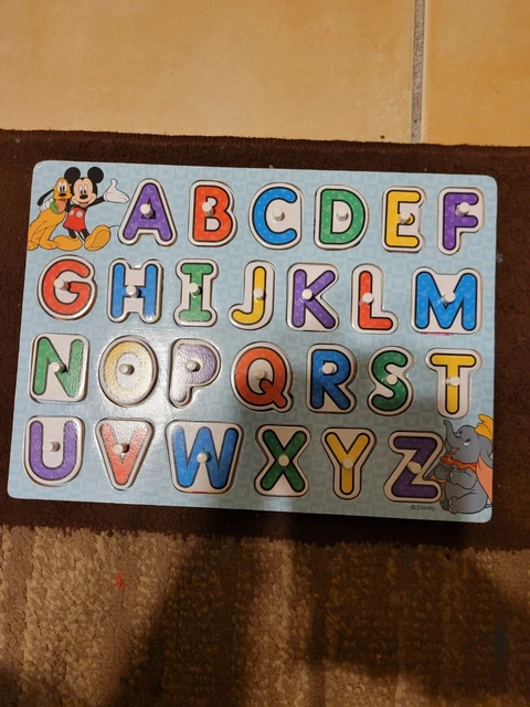 MELISSA & DOUG Disney Alphabet Wooden Peg Puzzle Fun And Learning