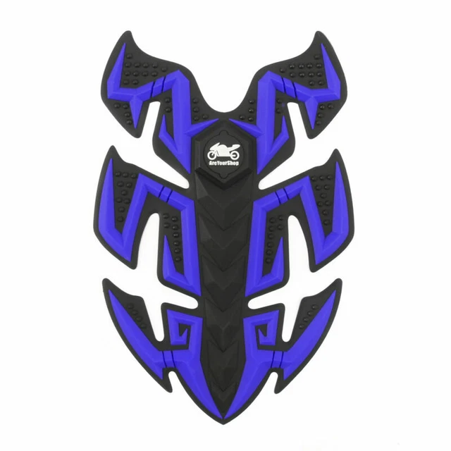 1x Rubber Motor Sport Bike Gas Oil Tank Pad Protector Fish Bone Sticker Blu A