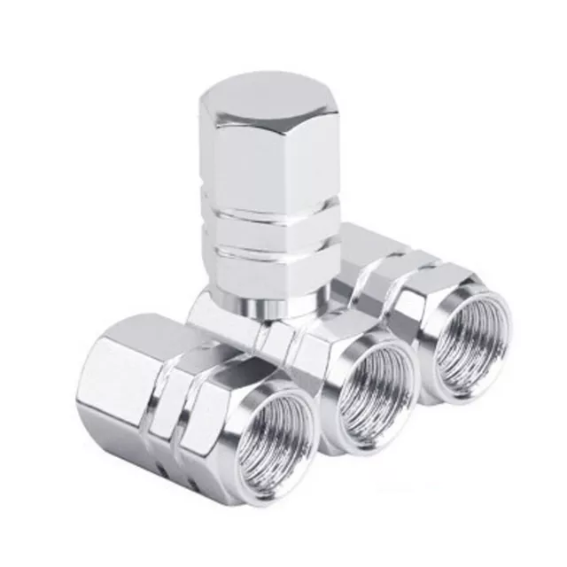 4Pcs Silver Car Wheel Tire Parts Valve Stem Caps Cover Air Dust Caps Accessories