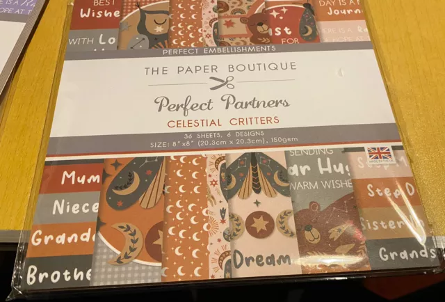 The Paper Boutique - Celestial Critters Embellishment Pad - 8x8 36 Sheets - New