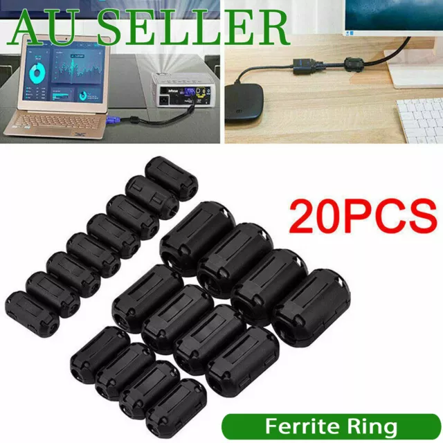 20PCS Clip-on Ferrite Ring Cable Clips Core RFI EMI Noise Suppressor Filter 5MM