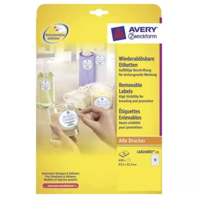 Avery Labels White 63,5 x 42,3mm (25)