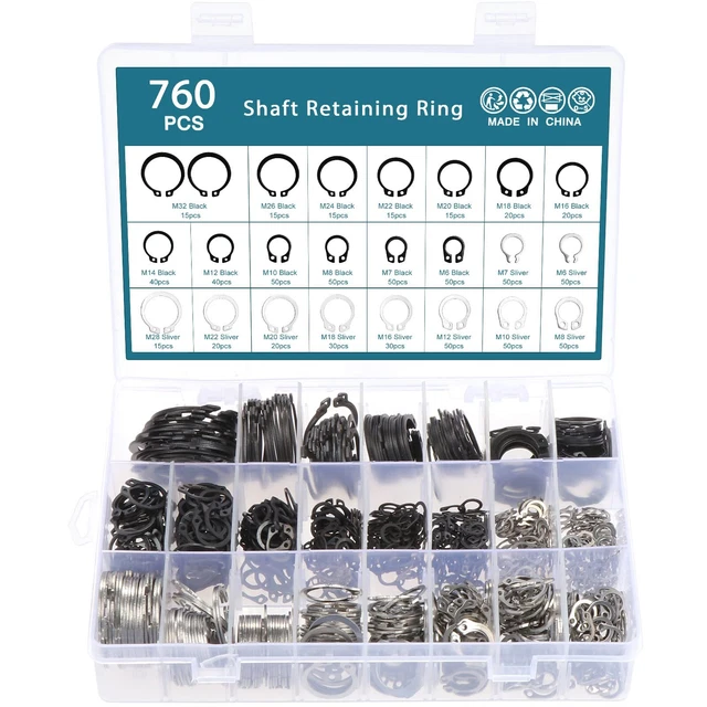 ECSiNG 10 Ensembles d'anneaux de Retenue de Clé à Chocs Anneau de Remplacement Pince avec Joint Torique Compatible avec Clé à Chocs de 3/8 Pouces
