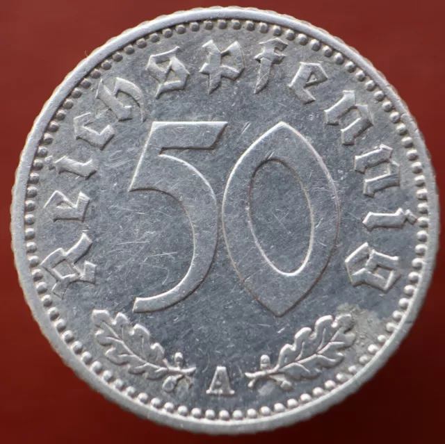 50 Reichspfennig 1941 A - Germany Third Reich coin with swastika - #R410
