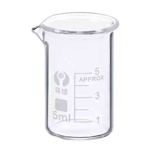 5ml Low Form Glass Beaker 3.3 Borosilicate Graduated Lab Measuring Cups