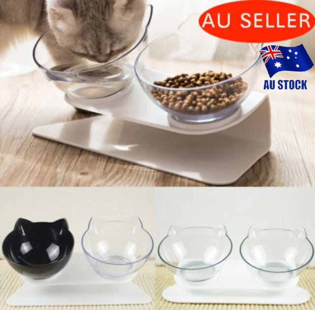 Double Cat Bowl Pet Bowls Stand Dog Elevated Feeder Food Water Raised Lifted AU
