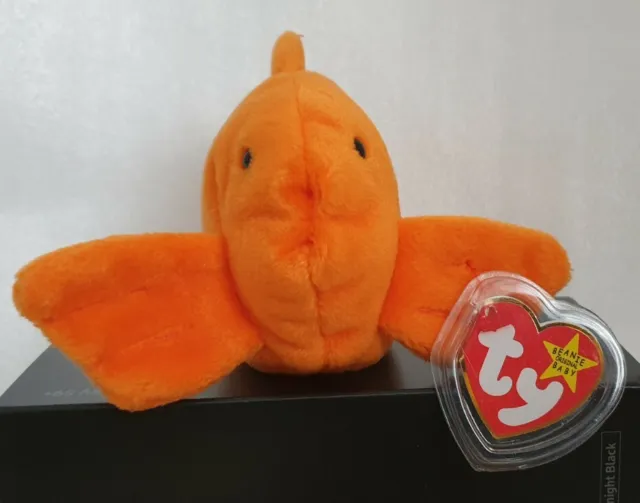 Ty Beanie Baby - Goldie the Goldfish - Made in Indonesia - PE Pellets