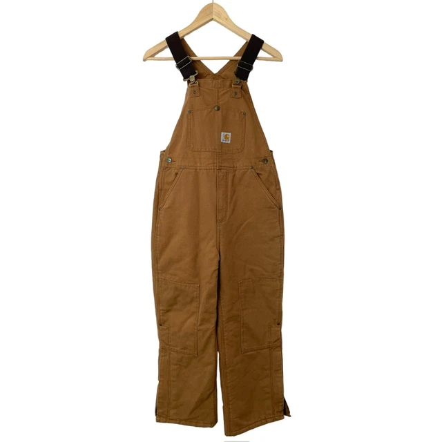 Carhartt Insulated Quilted Lined Overalls/Bibs Tan Boys Size 10