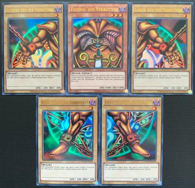 Yu-Gi-Oh! Exodia Complete Playset All 5 Parts! YGLD! Near Mint! Ultra Rare!