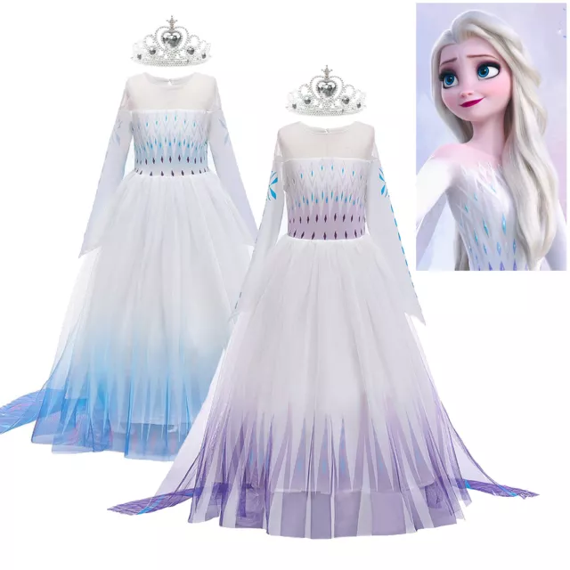 Kids Girls Frozen Elsa Fancy Dress Costume Princess Birthday Party Xmas Outfit