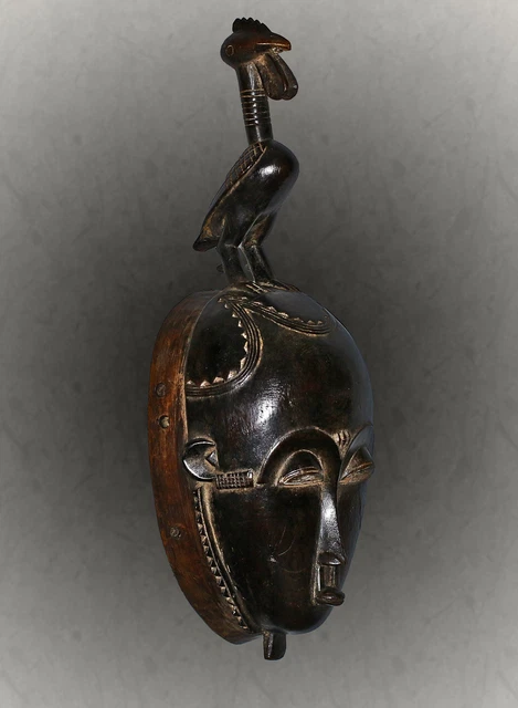 African Mask Wood Yaure Ivory Coast Antiques Vintage Ethnic Tribal Wooden Art