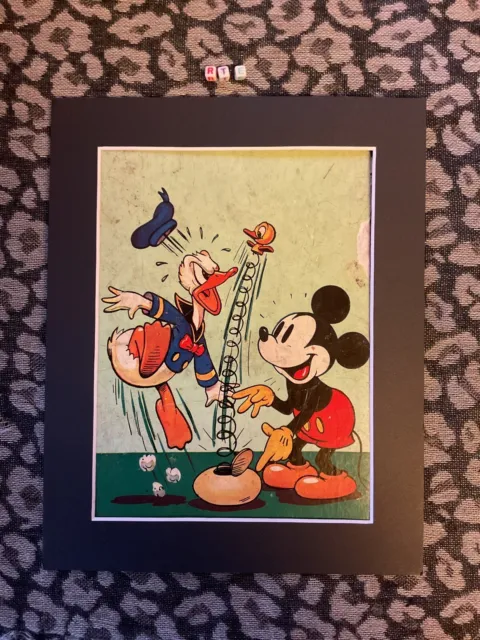 GENUINE ANTIQUE, Walt Disney , MICKEY MOUSE , Art Print On Board , 1936