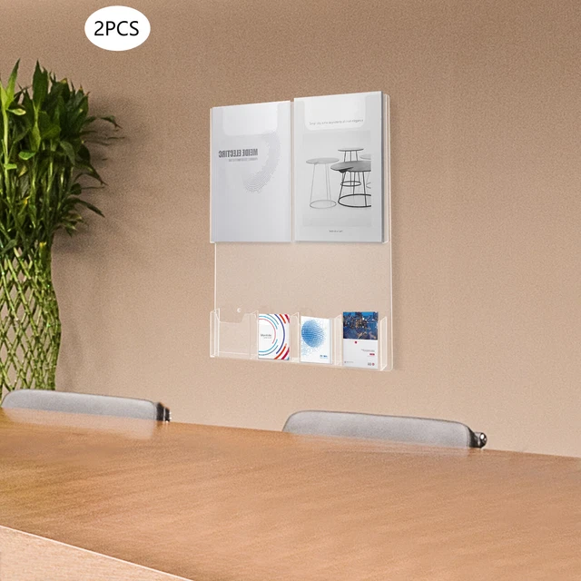 2 PCS Acrylic Brochure Pamphlet Holder Brochure Display Stand Business Rack