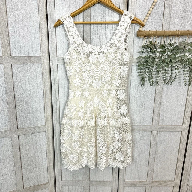 LILAC GRAY YOANA BARASCHI BHLDN Anthropologie Sheer Embroidered Lace Dress  $125.00 - PicClick