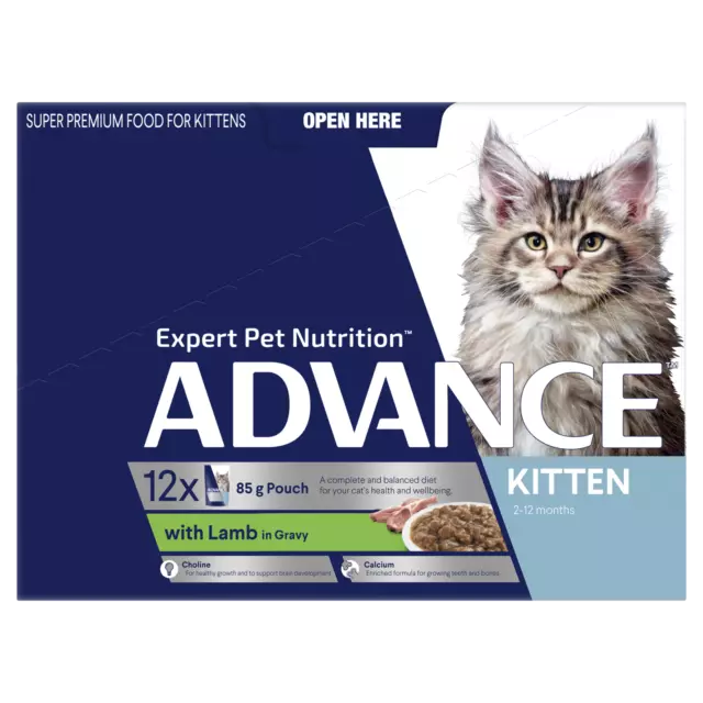 Advance Kitten 2-12 Months Wet Cat Food Lamb in Jelly 12 x 85g 3