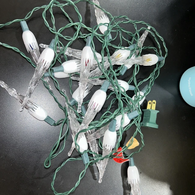 VINTAGE ICICLE DRIP String of 20 Christmas Tree Lights Clear White For