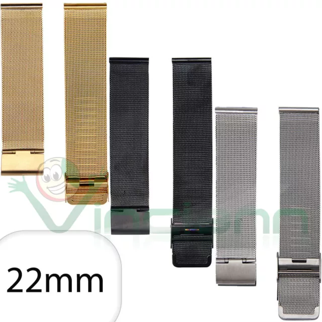 Cinturino 22mm acciaio metallo maglia milanese per Samsung Gear S3 Classic MMC6