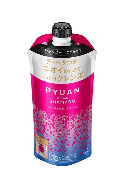 merit PYUAN Action Citrus & Sunflower scent shampoo Refill 340ml Dream Am...