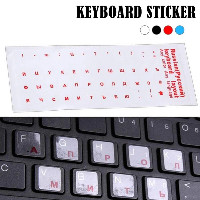 RUSSIAN KEYBOARD STICKERS Transparent Red Letters Computer PC Laptop