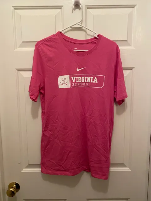 New UVA Virginia Cavaliers Women's Cross Country Pink White T-Shirt Small