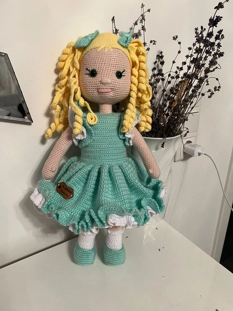 Amigurumi Selbst Gehäkelt Puppe mit abnehbarem Kleid 42cm # 23