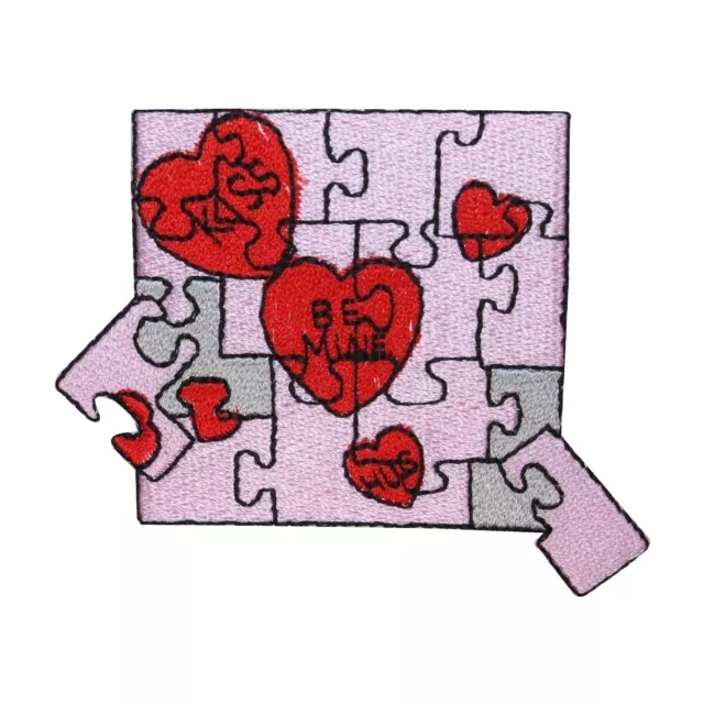 ID 3228 Valentines Day Puzzle Patch Heart Love Craft Embroidered IronOn Applique