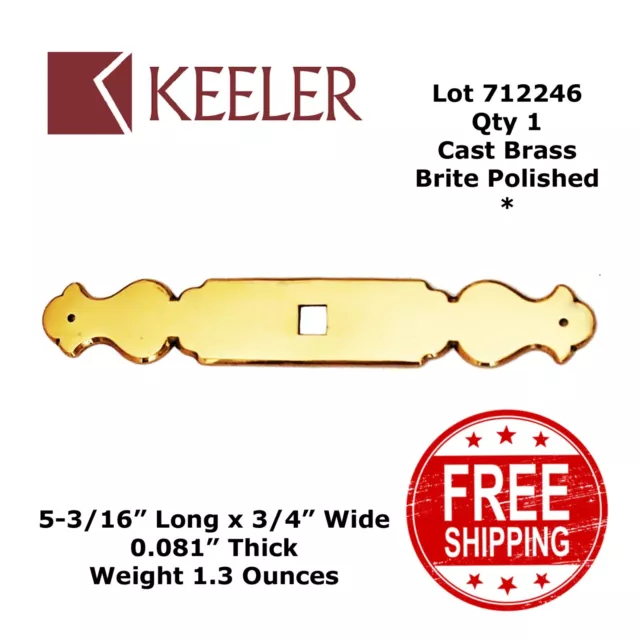 BACKPLATE DOOR or DRAWER 5-3/16" x 3/4" Keeler Brite Polished 712246