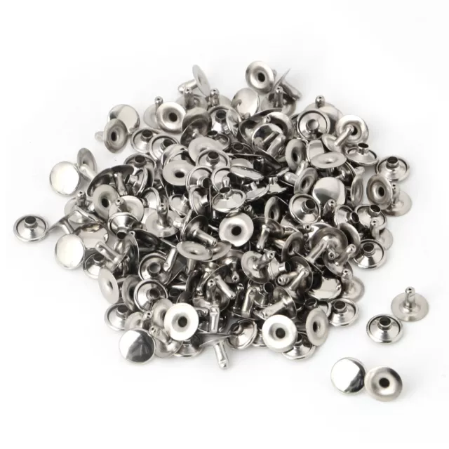 Double Rivet 100 Pcs Silver Handmade Leather Projects Attachment
