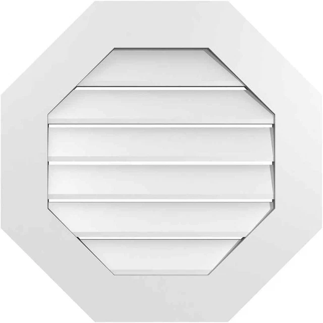 Ekena Millwork Gable Vents and Louvers 24"x24" Octagonal Surface Mount PVC White