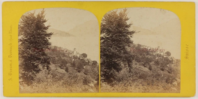 Schweiz Beckenried c1865 Foto Adolphe Braun Stereo Albumin Vintage