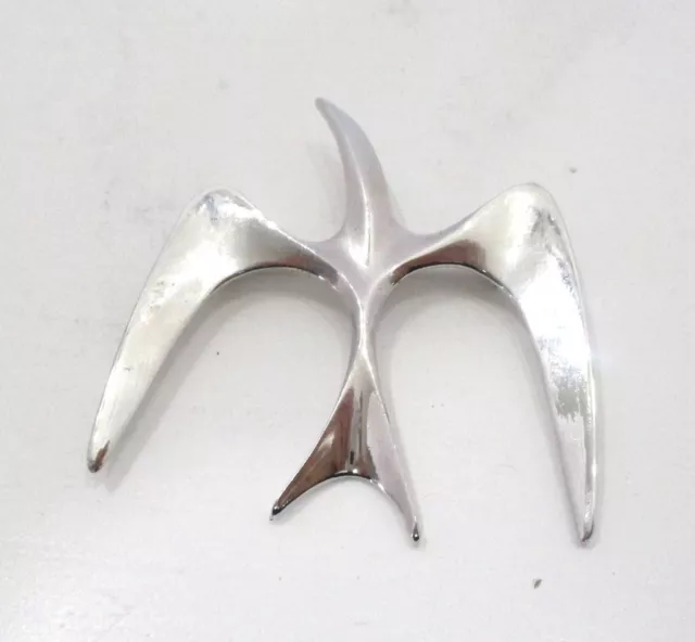 Vintage Sarah Cov Signed Brooch Bird Pin Silvertone Swallow Seagull in Flight